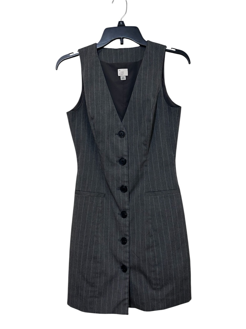 A New Day Pinstripe Vest Mini Dress Gray XS